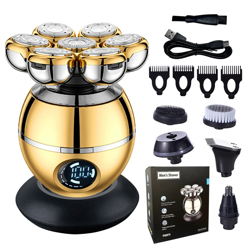 Electric Shaver 7D Floating Cutter Head Base Charging Portable Men Beard Trimmer Clipper Rechargeable Bald Head Electric Razor